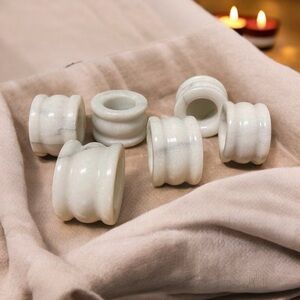 Marble Napkin Rings Vintage White set/6